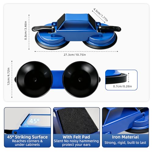 Floor Gap Fixer Tool for Laminate & Vinyl Plank Flooring, Heavy Duty Suction Puller for Floor Gap Repair, Floating Floor Installation Tool with 6 Adhesive Pads & Cleaning Blade