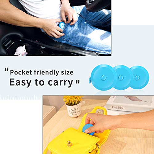 DiCUNO 3-Pack Soft Retractable Measuring Tape, 60-Inch 1.5 Meter, Sky-Blue - color: Sky Blue*3pcs