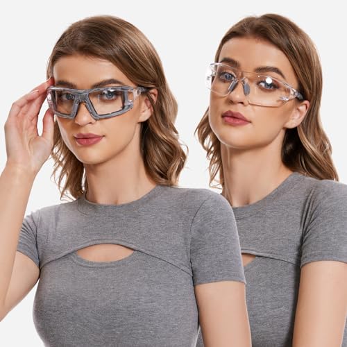 UKNOW Safety Glasses - Anti Fog Wraparound Lenses - Removable Foam Gasket - ANSI Z87.1 Protective Eyewear - Impact Resistant - color: Gray