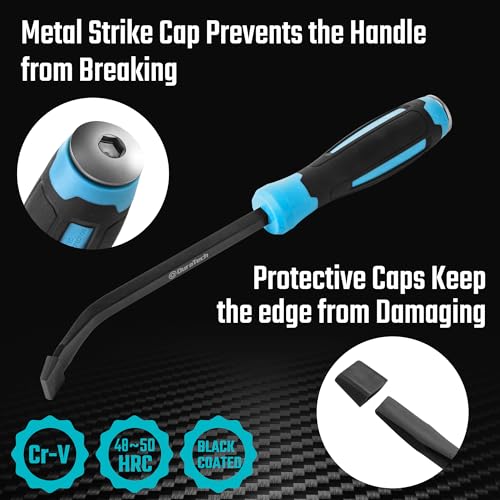 DURATECH 3-Piece Pry Bar Set, 8", 12" and 18", Hammer Strike Cap