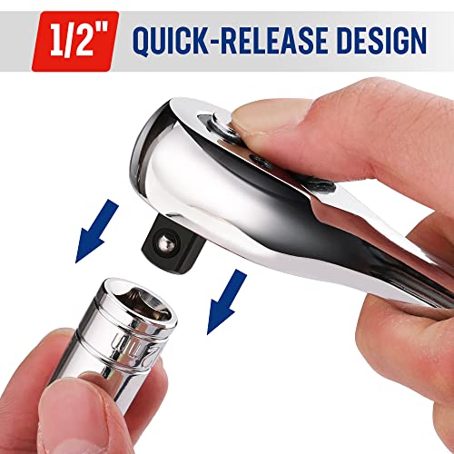 WORKPRO 1/2" Drive Ratchet Wrench, 72-Tooth Reversible - size: 1/2"