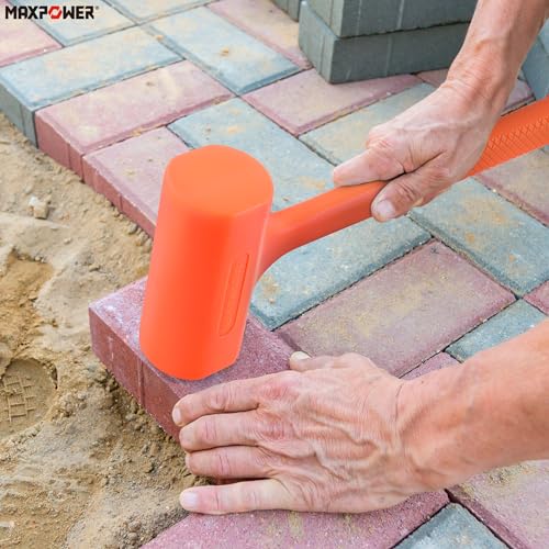 MAXPOWER Dead Blow Hammer, 5 LB dead Blow Mallet with Checkered Grip Handle, Spark and Rebound Resistant - Orange - style: 1PC