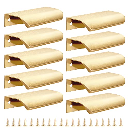 Malimali 10 Pack 3.15" Gold Edge Finger Pulls for Cabinets, Drawer Handles - color: Brushed Gold, size: 80mm/3.15" (10Pcs)