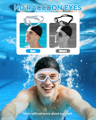 Aegend New Adult Wide View Swim Goggles, Anti-Fog/UV No Leak Swimming Goggles with Ear Plugs for Men & Women - color: Clear Blue & Clear Pink