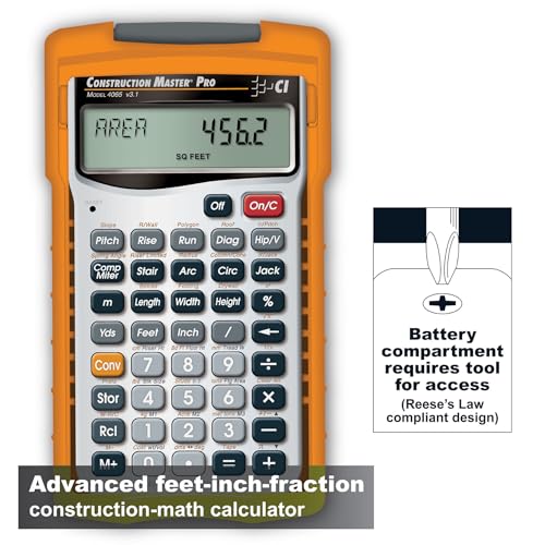 Calculated Industries 4065 Construction Master Pro Advanced Construction Math Feet-inch-Fraction Calculator for Contractors, Estimators, Builders, Framers, Remodelers, Renovators and Carpenters - style: Handheld