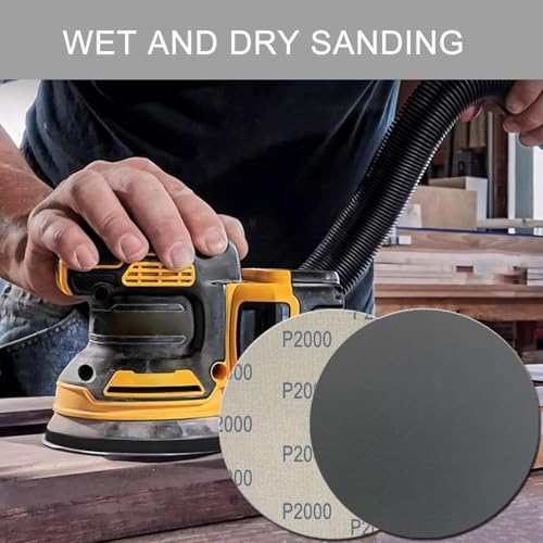 6 Inch 50 Pcs Wet Dry Hook and Loop Sanding Discs, No Hole, 2000 Grit - style: Grit 2000