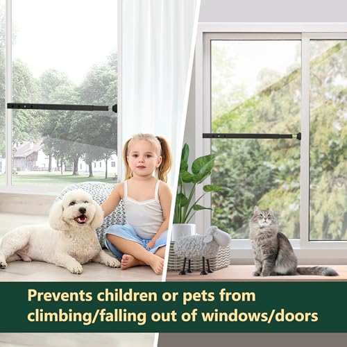 WooFog Adjustable Window Security Bars Vertical, Heavy Duty Sliding Patio Glass Door Lock Bar with Rubber Feet, 17-32 inch Window Safety Stopper for Up and Down Windows -Black 2 PCS Patented - size: 17" to 32" Black-2 PCS