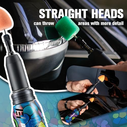 BATOCA S6 Mini Cordless Polisher 2 Heads for Car/Motorcycles Detailing Kit - size: Graffiti Style with 2 batteries