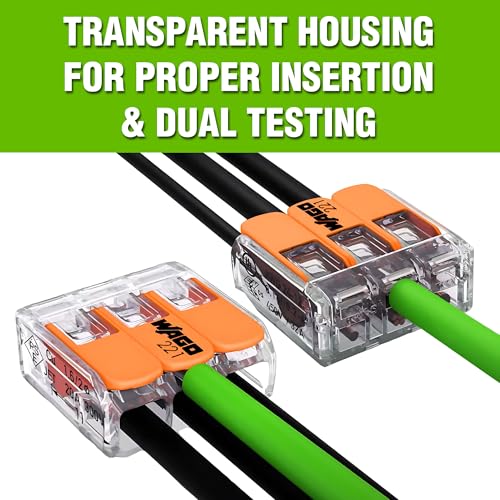 WAGO 221 Series 75pc Compact Splicing Wire Connectors | Includes (25x 221-412) (25x 221-413) (25x 221-415) | WAGO Wire Connectors | Electrical Splicing Lever Nuts | 221 Series Lever Nuts | 2-3-5 Ports - style: NAA221-75-2
