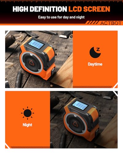 2-in-1 Digital Laser Tape Measure: 197ft & 16ft Professional Accurate Tape Measuring Tool, Ft/Ft+in/in/M, Pythagorean, Area, Volume Rechargeable Laser Measure for Construction DIY Woodworker