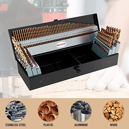 115Pcs Cobalt Drill Bit Set M35 HSS Jobber Length - size: 115pcs