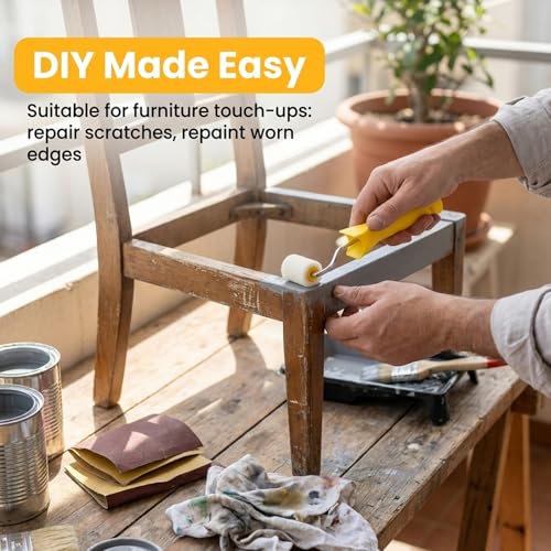 0.98 Inch 8 Pack Mini Paint Rollers with 2 Handles, Small Roller Paint Brush, Reusable Corner Touch-Up Tools for Trim, Edges, Window Frames, Cabinets & Home DIY Projects
