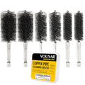 Quadruple Wire Twist Professional ID Copper Tube Pipe Cleaner for Fittings 6pcs, 1/2" 3/4" 1" Pipe Cleaning Brush Set, Stainless Steel Wire Bore Brushes for Power Drill, 1/4 Inch Hex Shank - style: 6-Piece Set
