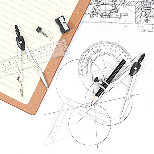 Unjoo Math Geometry Kit Sets 10 Piece Student Supplies, Compass Set, Black - color: Black1