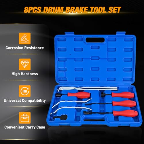GOOACC 8PCS Drum Brake Tool Kit w Spring Pliers Adjustment Spoons Set Blue - color: 8pc Brake Tool Blue