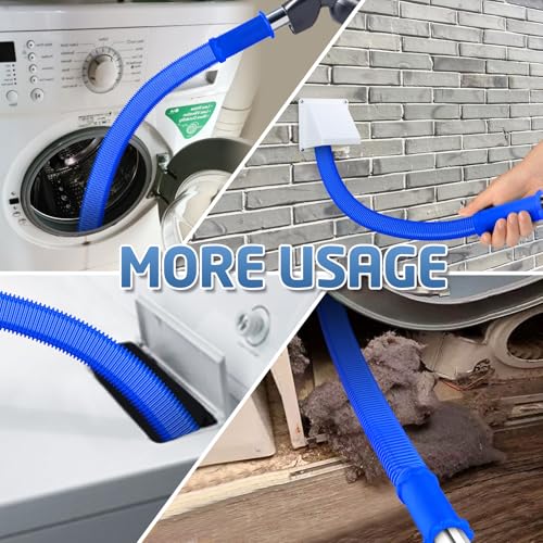 2Pcs Dryer Vent Cleaner Kit, Lint Brush & Universal Vacuum Hose Deep Blue | Upgraded Flexible Hose Design for Smooth Airflow Without Whistling Noise - color: Deep Blue
