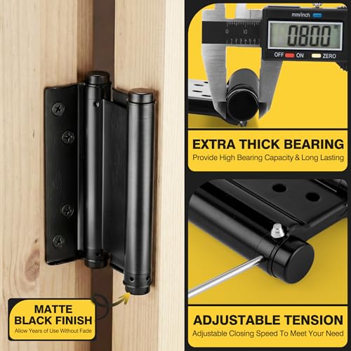 KOLET 6 Inches Double Action Door Hinges, Matte Black, 4 Pack - color: Matte Black, size: 6 Inch