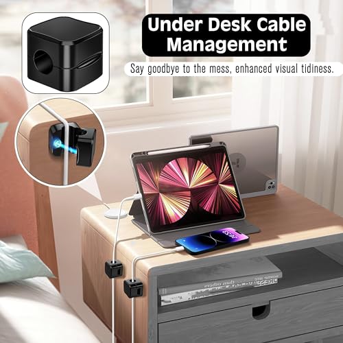 SaiTech IT 8 Pack Magnetic Cable Clips, Cord Organizer Holder Black - size: 8 Pack