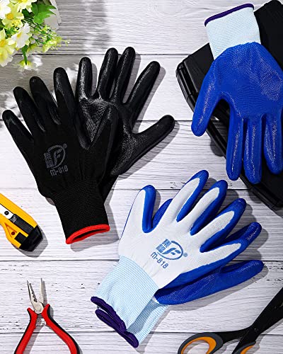 Nuogo 24 Pairs Gardening Gloves for Men Women Rubber Coated Landscaping Work Gloves Safety Work Construction - color: Black, Blue