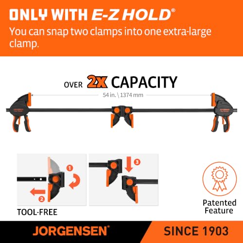 JORGENSEN E-Z Hold 2-Pack 24" 800LBS Heavy Duty Woodworking Bar Clamps - size: 24 inch