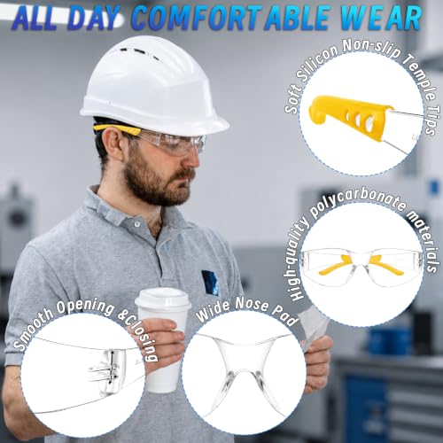 80 PCS Safety Glasses Bulk Unisex, ANSI Z87.1 Clear Protective Eyewear - color: Yellow