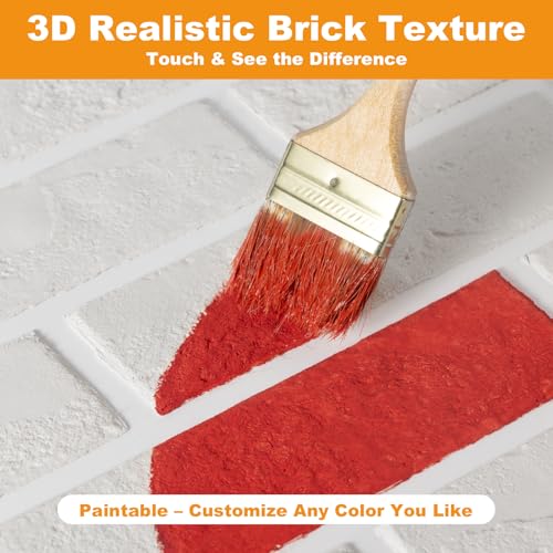 White Thin Brick Veneer Faux Brick Wall Panels – 15 PCS, 2.5 Sq.Ft for DIY Kitchen Backsplash, Bathroom Accent, Bedroom Wall Projects & Small Renovations - color: Off-White