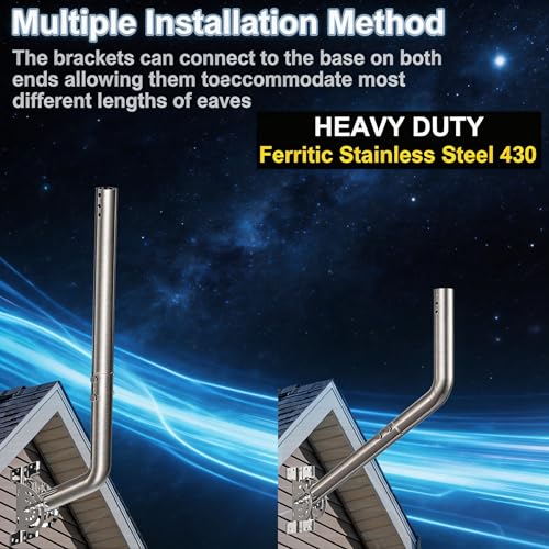 28" Heavy Duty Adjustable Antenna Wall Mount – 430 Stainless Steel J-Pole Solid Mast Bracket for Starlink (Adapter Required), TV Antennas, Weather Stations – 1.38" OD Pivot Base (Silver) - color: 28‘’ Long Wall Mount Silver