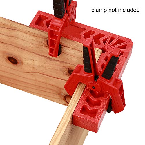 KINJOEK 6 PCS 4 Inch 90 Degree Positioning Squares, Right Angle Clamps Woodworking Carpenter Corner Clamping Square Tool for Picture Frames, Boxes, Cabinets or Drawers, Red - size: 4" 6PCS