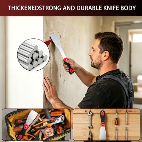 JL&LOVE Stainless Steel Putty Knife Scraper Set, 3Pcs Multi Tool for Windshield, Sticker, Caulk & Paint Removal