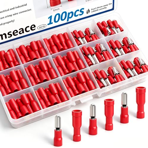 smseace 100PCS Bullet Wire Connectors Assortment Kit 22-16AWG Female&Male Bullet Connectors Terminal for Automotive Boat Stereo Industrial Equipment - size: 99Pcs