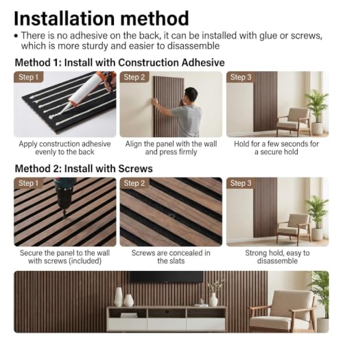 5 Pcs Wood Slatwall Panels Large Acoustic Panels for Wall 47.2 x 23.6 x 0.4 Inch Soundproof Sound Dampening Wood Veneer Sound Absorbing Wall Panel for Bedroom Home Studio Office (Dark Walnut) - color: Dark Walnut