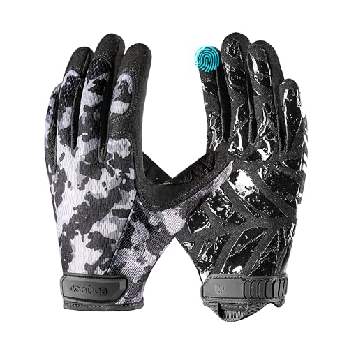 COOLJOB Mechanic Safety Work Gloves, Enhanced Anti-Slip Grip Tactical Gloves, Touchscreen, Breathable, Ultra-Soft, S-XL - color: Black Camo, size: Small