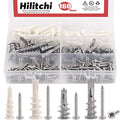 Hilitchi 160-Pieces Large/Small Zinc Plastic Self Drilling Drywall Hollow-Wall Anchor Assortment Kit