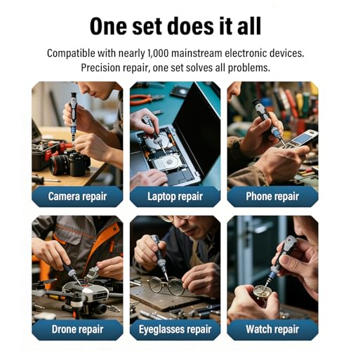 115-in-1 Precision Screwdriver Set for Electronics Cell Phones Watches and Automotive Maintenance - Professional Repair Kit with Magnetic Non-Slip Handle and Tweezers with Flat and Multiple Bits - color: Grey