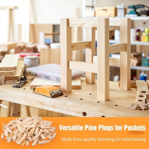 50Pcs Pocket Hole Plugs, 3/8 Inch Pine Wood Screw Hole Plugs