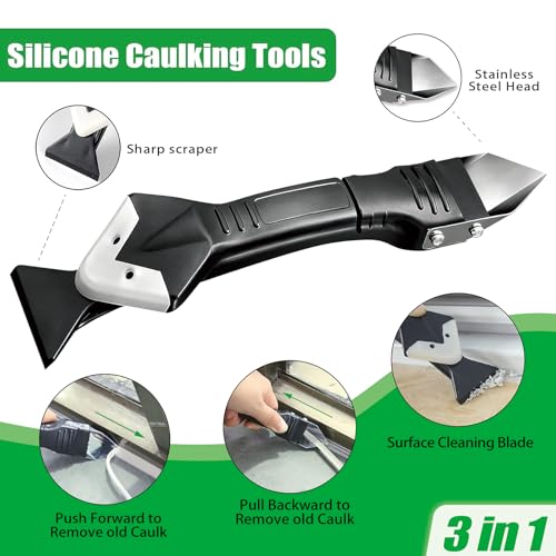 3 in 1 Caulking Tool, Silicone Sealant Finishing Tool, Caulk Remover Kit