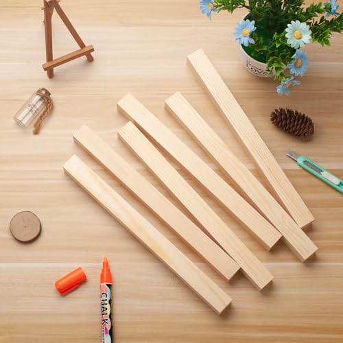 Square Wooden Dowel Rods, 6 PCS 1" x 15" Square Wood Dowels Wooden Sticks for Crafting, Unfinished Hardwood Sticks Wooden Strips for Woodworking, Crafting, Arts and DIYers, Home Decor, Model Making - size: 1"×15"-6PCS