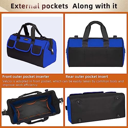 FASTECH 20 Inch Heavy Duty Tool Bag with Wide Mouth for Tool Storage,Carrier and Organizer,Tool Bag for Men/Women, Wide Mouth Tool Bag with Inside Pockets (20 Inch) - size: 20inch