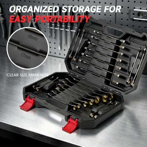 22-Piece Ratcheting Wrench Set, Metric 8-19mm & SAE 1/4-3/4" - size: Regular