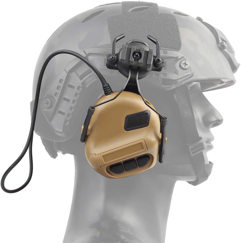 ATAIRSOFT Tactical Airsoft Headset with Microphone Waterproof Hunting Shooting Headphones Earmuff No Noise Reduction Function - color: Tan