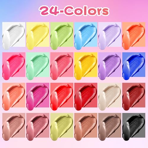 24 Colors Pat Pat Gel,Ombre Gel Nail Polish Gradient Patting Gel Nail Kit for Painting DIY Nail Art No Wipe, Blooming UV/LED Curing with Tweezer and 100Pcs Nail Sponges for Ombre - color: 24-Colors-B
