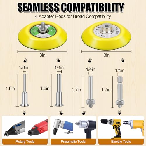 174Pcs 3 Inch Sanding Discs Drill Polishing Kit, 60-10000 Grit Set