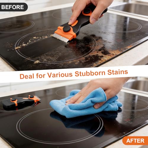 2 Pack Razor Blade Scraper Tool, 2-in-1 Razor Scraper With 60 Pcs Razor Blades 20 Pcs Metal and 40 Pcs Plastic Razor Blades, Cleaning Scraper Tool, Cooktop, Paint, Glass Scraper, Decal, Sticker, Label