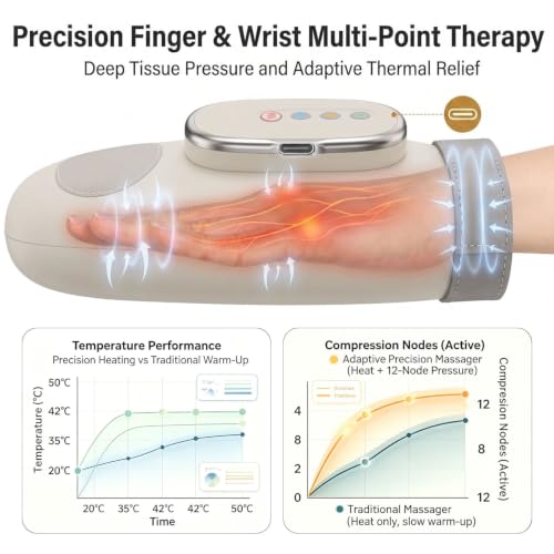 CARYOWN Cordless Hand Massager with Heat and Compression