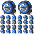 Youyole 24 Pack Tape Measure with Fractions 1/8 Steel Measuring Tape Retractable Easy Read Measurement Ruler Steel Power Blade (25 ft X 1 in,Blue) - color: Blue