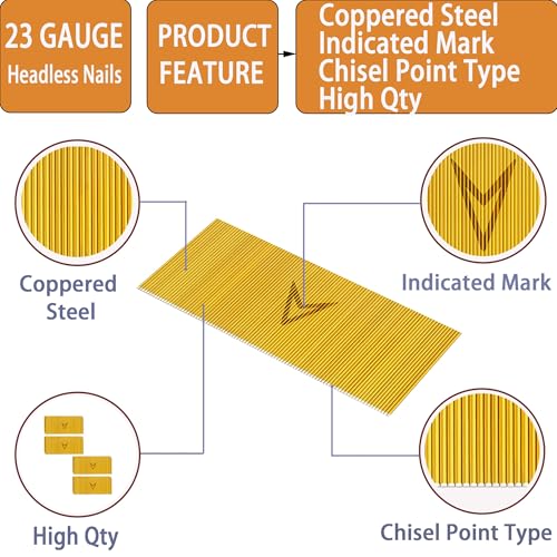 23 Gauge Pin Nails,Headless Pinner,1",10000pcs - size: 1"---10000pcs