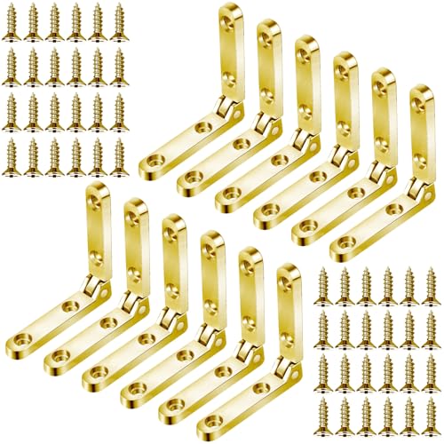 60pcs Heavy Jewelry Box Side Rail Hinge, 90 Degree Folding, Gold