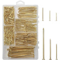 358PCS Brass Plated Nails Assortment Kit, 6 Sizes for Hanging & Woodworking - style: 358pcs Gold Nails
