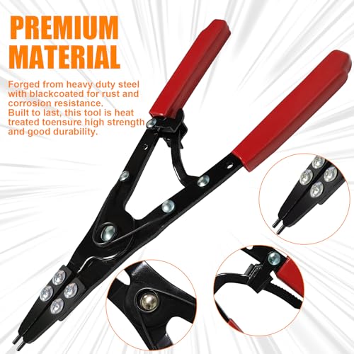 38700 Spindle Snap Ring Pliers External, 10" Large Snap Ring Pliers Heavy Duty Circlip Pliers Car Repair Tools Kit for for Ford SD Uninstall Remove Tools with Ratchet Locking 2026 Upgraded (Red) - color: Red