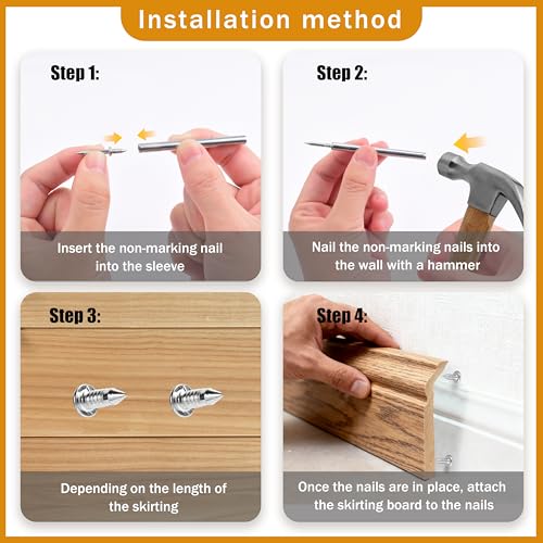 1000Pcs Double Head Skirting Nails, Seamless Trim Nails for Baseboards